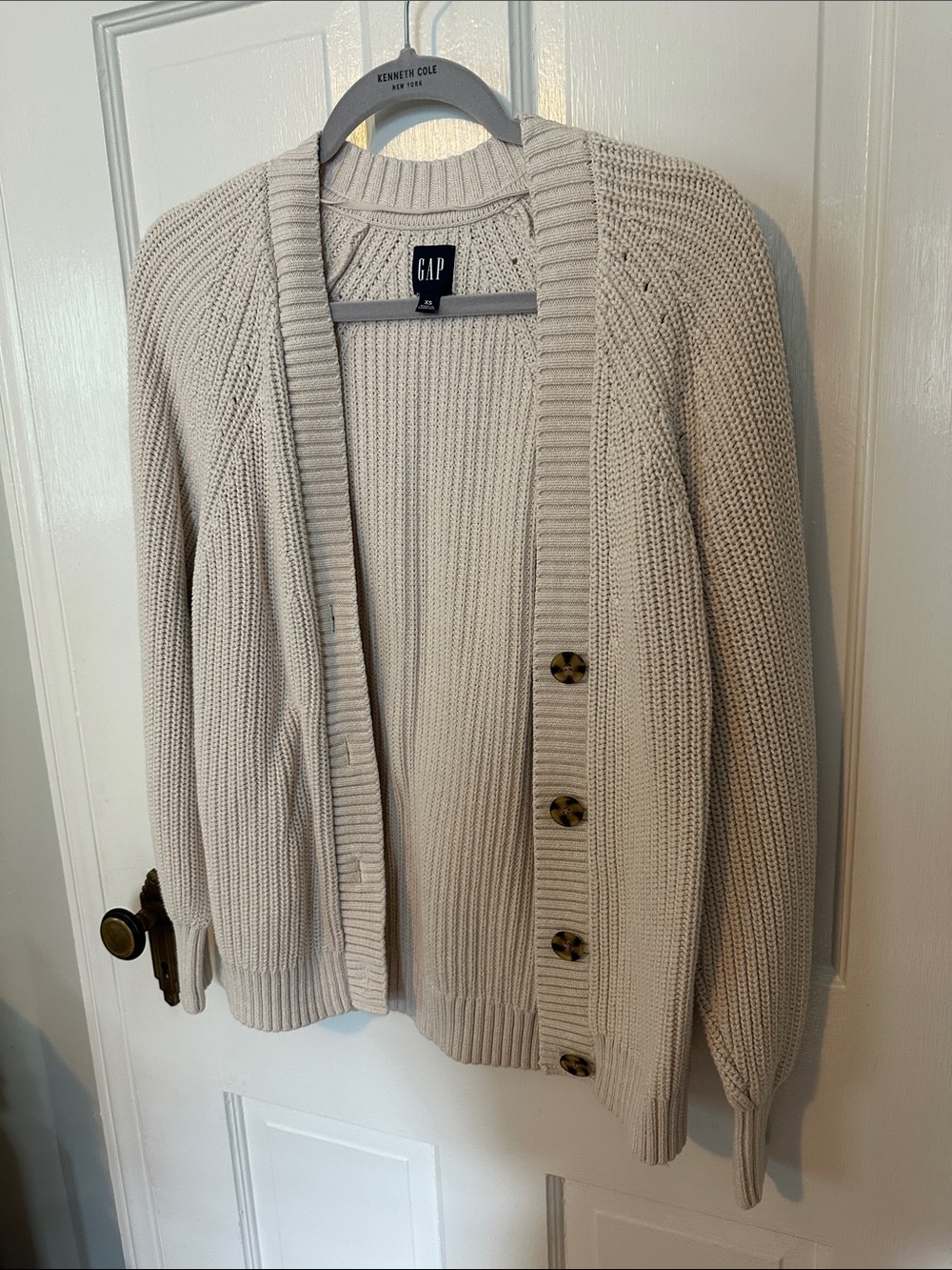 GAP Cream Button-Front Chunky Ribbed Cardigan - Picture 2 of 4